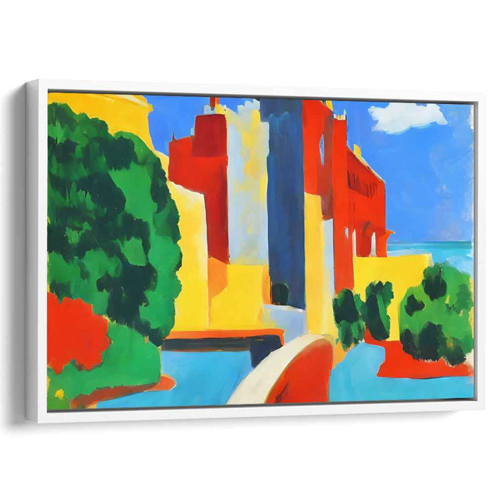 Vivid Urban Landscape: Fauvist Inspired Colorful Cityscape Canvas Art Print