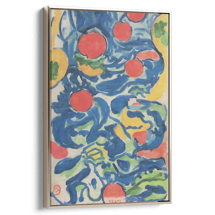 Soulful Echoes: Abstract Expressionist Blue and Red Canvas Art Print