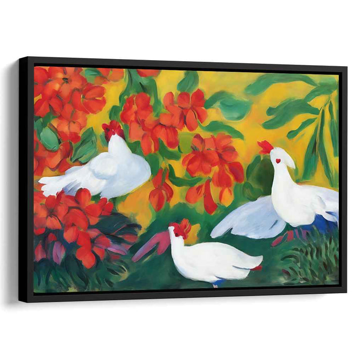 Dove's Oasis: Lush Garden with White Doves Canvas Art