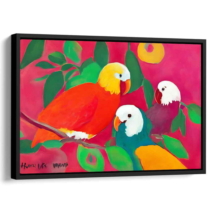 Exotic Feathered FÃªte: Bold and Colorful Tropical Birds Canvas Art Print