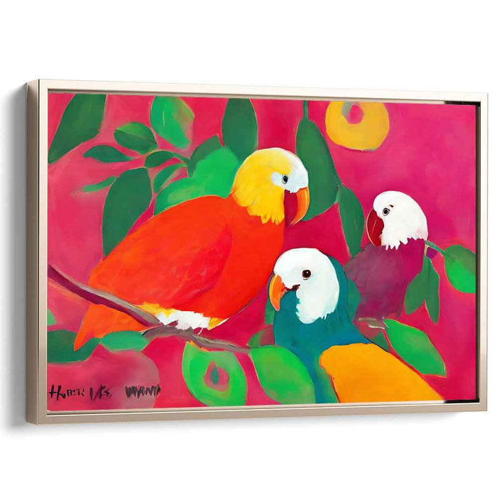 Exotic Feathered FÃªte: Bold and Colorful Tropical Birds Canvas Art Print