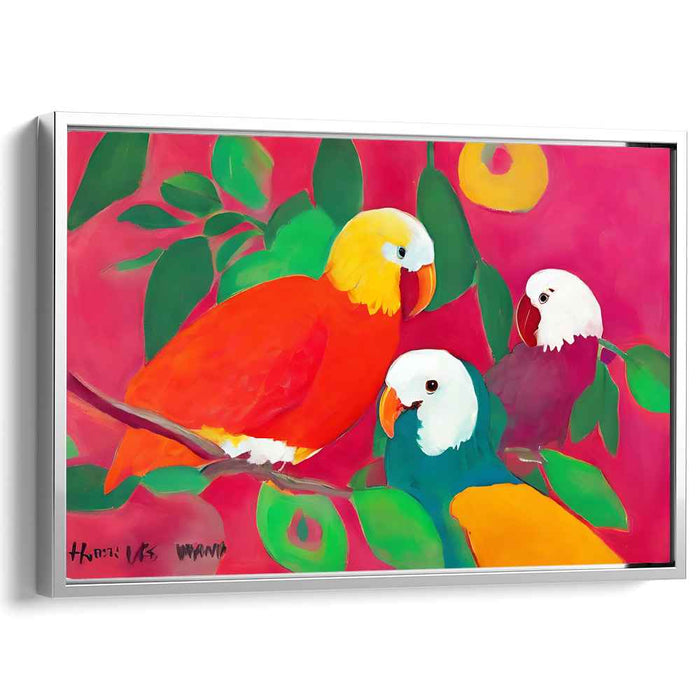 Exotic Feathered FÃªte: Bold and Colorful Tropical Birds Canvas Art Print