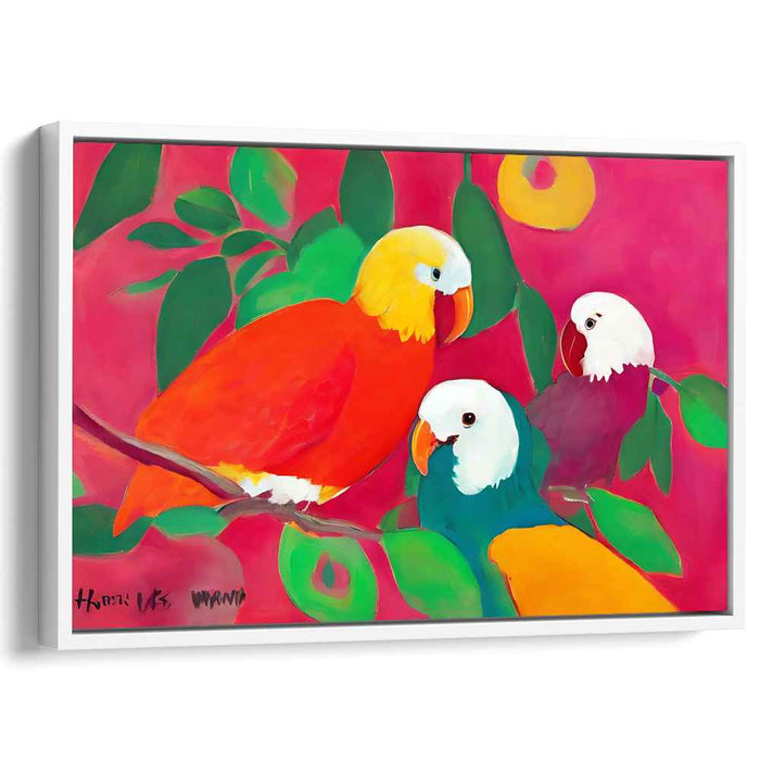 Exotic Feathered FÃªte: Bold and Colorful Tropical Birds Canvas Art Print