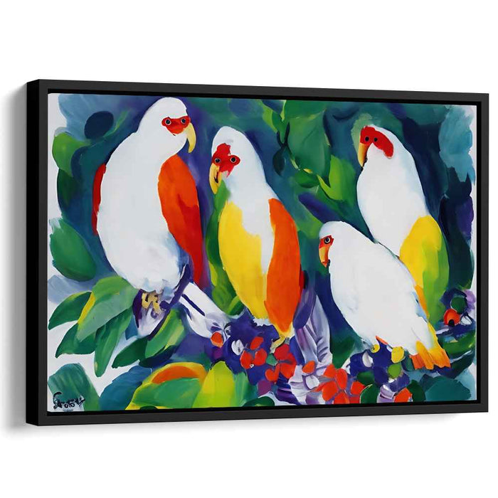 Tropical Aviary: Vivid Parrot Ensemble Canvas Art