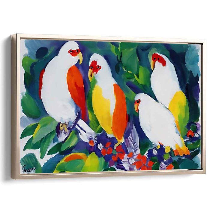 Tropical Aviary: Vivid Parrot Ensemble Canvas Art