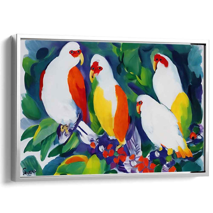 Tropical Aviary: Vivid Parrot Ensemble Canvas Art
