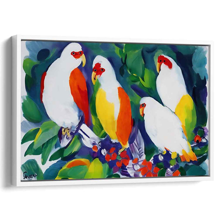 Tropical Aviary: Vivid Parrot Ensemble Canvas Art