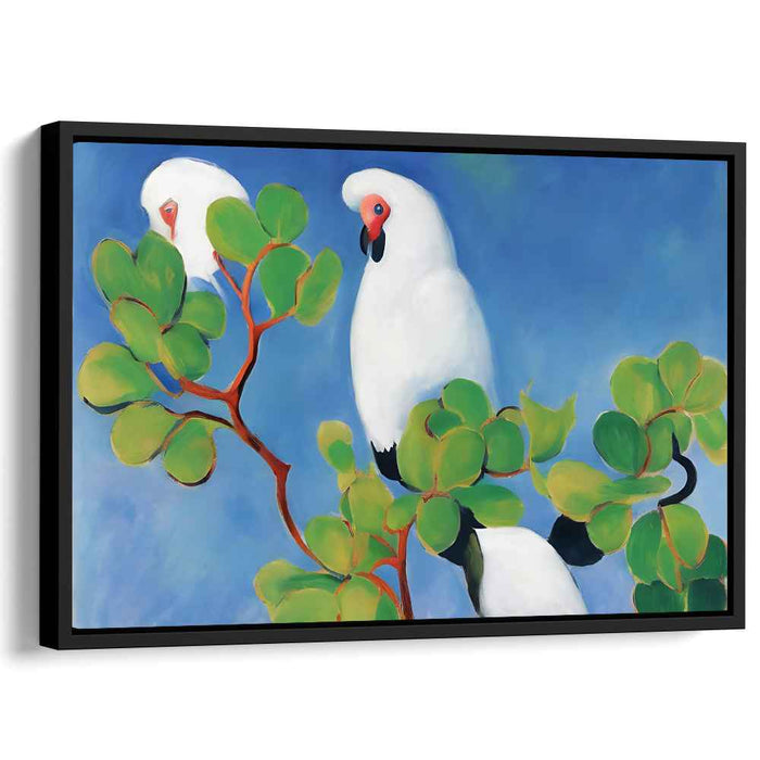 Serene Parrots: Tranquil Nature Canvas Art Print