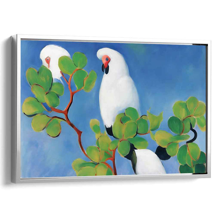 Serene Parrots: Tranquil Nature Canvas Art Print