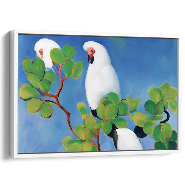 Serene Parrots: Tranquil Nature Canvas Art Print