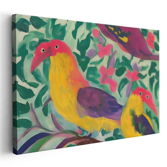 Feathered Eden: Vibrant Avian Paradise Canvas Art Print