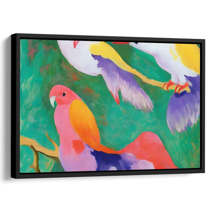 Vibrant Tropical Birds: Colorful Fauvist Canvas Art Print