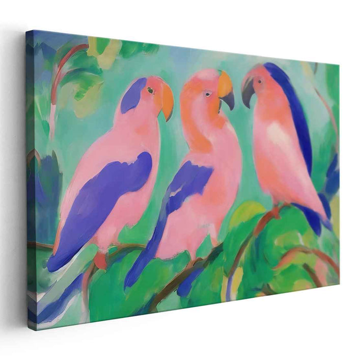 Pastel Parrots: Nature's Harmony on Canvas