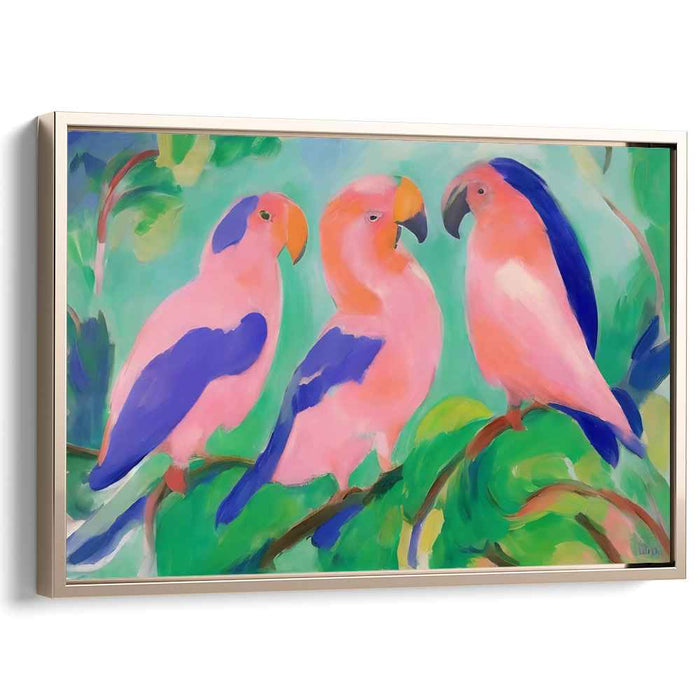 Pastel Parrots: Nature's Harmony on Canvas