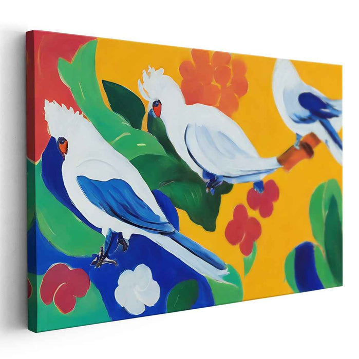 Lively Cockatoos: A Burst of Colorful Nature on Canvas