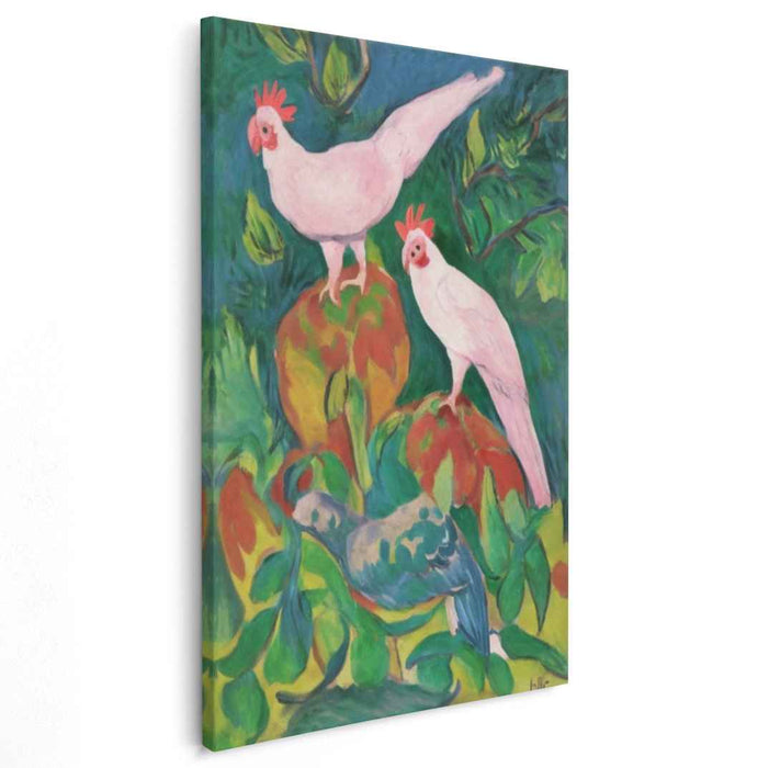 Exuberant Cockatoos: Fauvist Tropical Birds Canvas Art Print