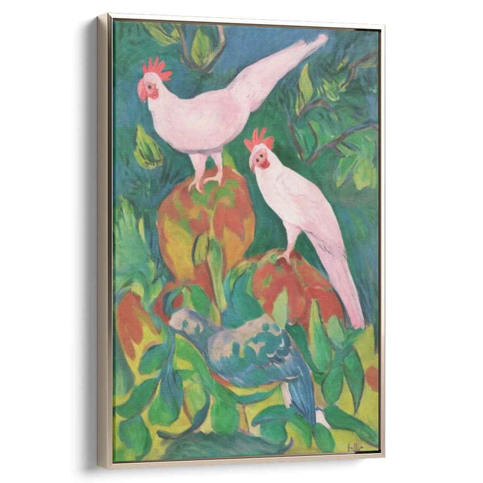 Exuberant Cockatoos: Fauvist Tropical Birds Canvas Art Print