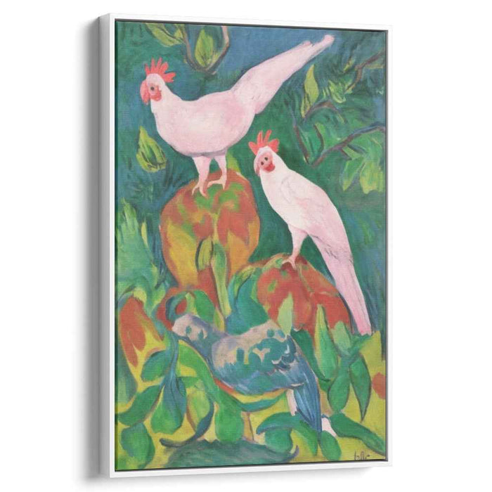 Exuberant Cockatoos: Fauvist Tropical Birds Canvas Art Print