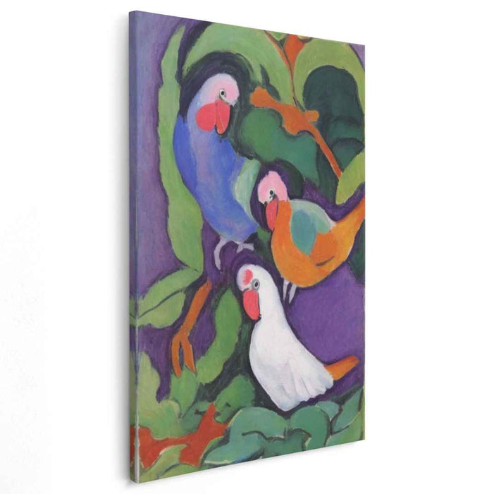 Tropical Avian Vibrance: Exotic Fauvist Tropical Birds Canvas Art Print