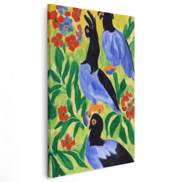Vibrant Cockatoos: Fauvist Tropical Paradise Canvas Art Print