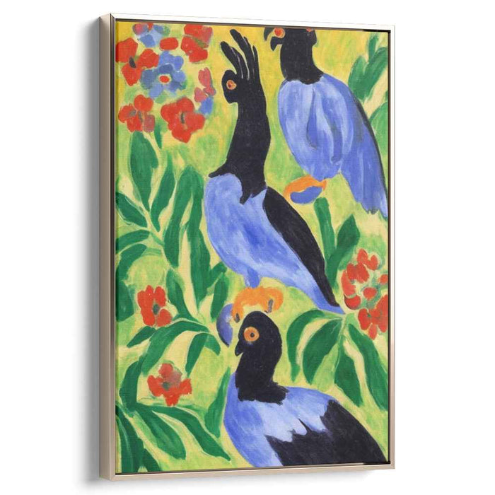Vibrant Cockatoos: Fauvist Tropical Paradise Canvas Art Print