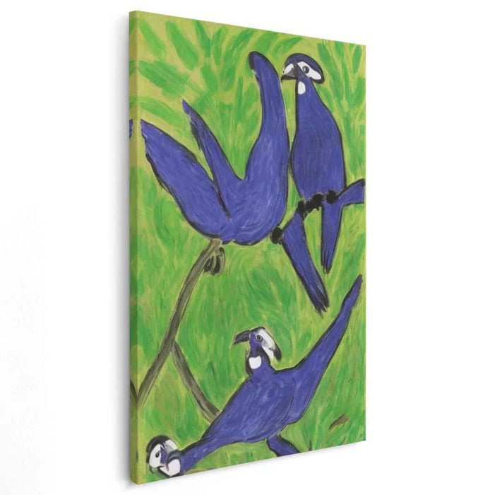 Graceful Blue Birds: Post-Impressionist Nature Canvas Art Print