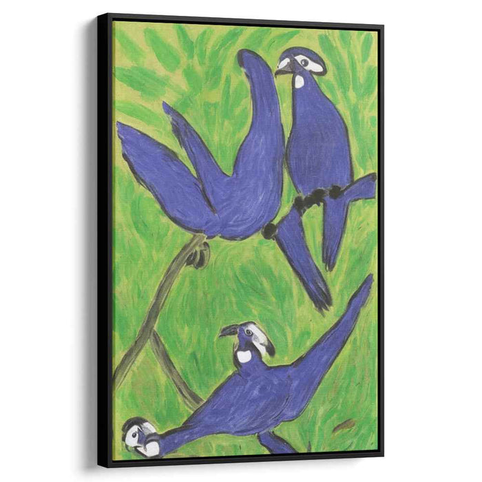 Graceful Blue Birds: Post-Impressionist Nature Canvas Art Print