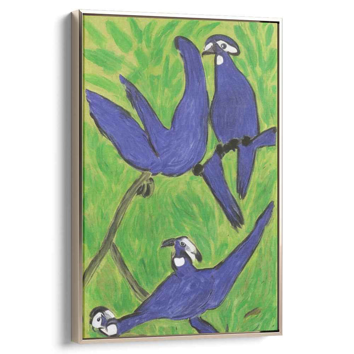 Graceful Blue Birds: Post-Impressionist Nature Canvas Art Print