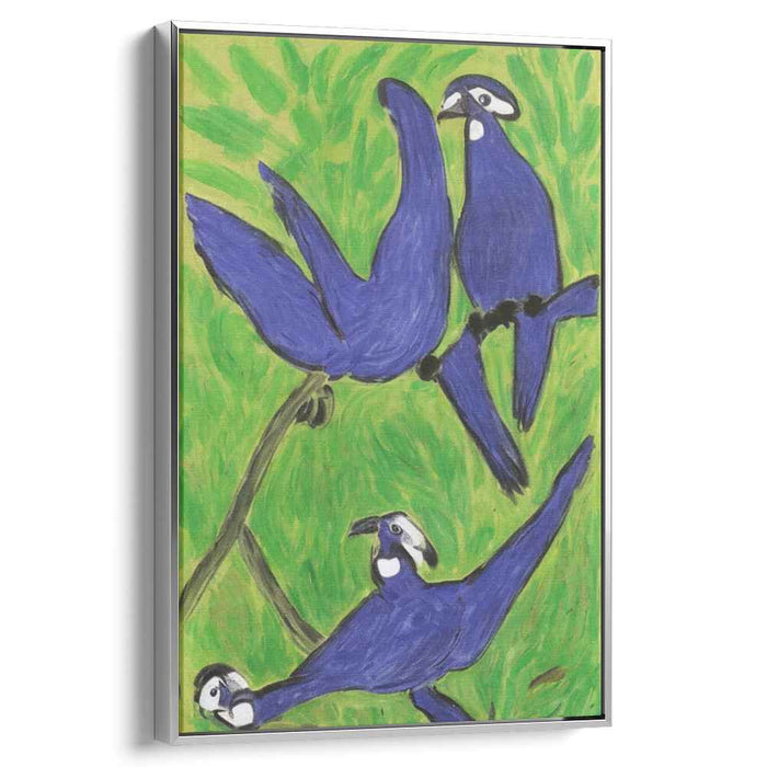 Graceful Blue Birds: Post-Impressionist Nature Canvas Art Print