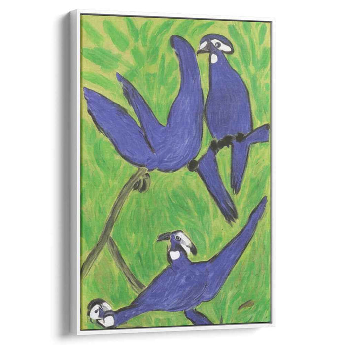 Graceful Blue Birds: Post-Impressionist Nature Canvas Art Print