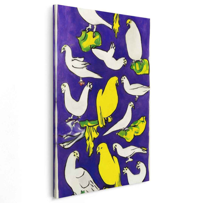 Playful Parrots: Fauvist Vibrant Purple Canvas Art Print
