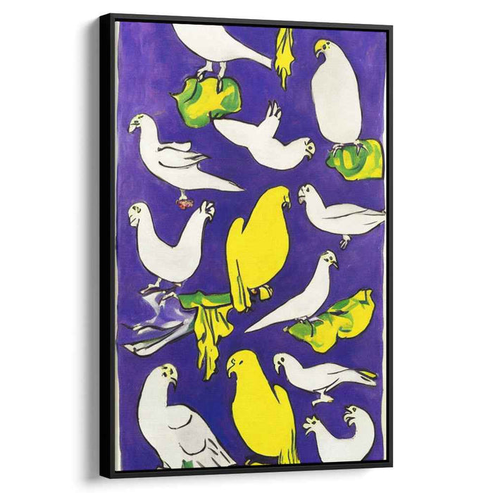 Playful Parrots: Fauvist Vibrant Purple Canvas Art Print