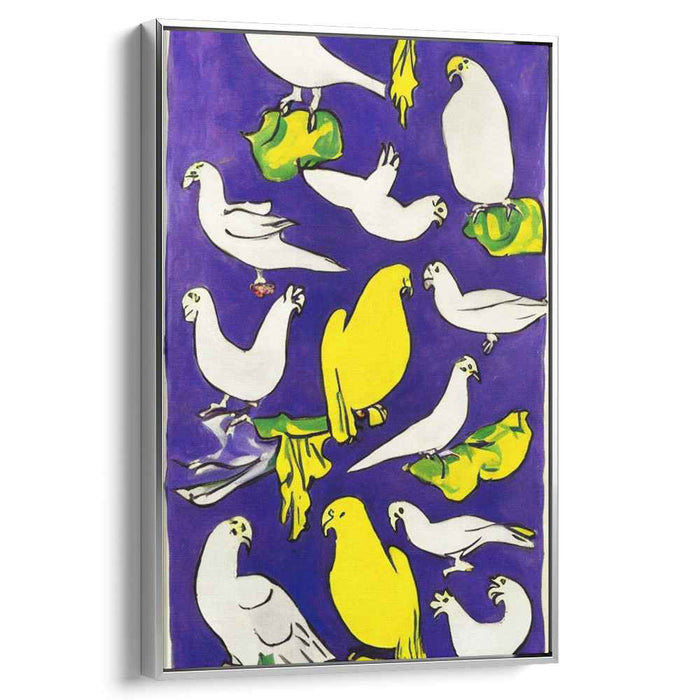 Playful Parrots: Fauvist Vibrant Purple Canvas Art Print