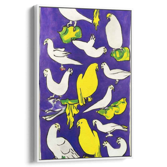 Playful Parrots: Fauvist Vibrant Purple Canvas Art Print