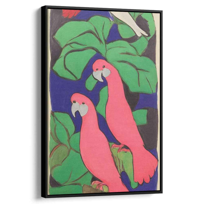Feathered Flamenco: Vibrant Parrot Duo on Canvas