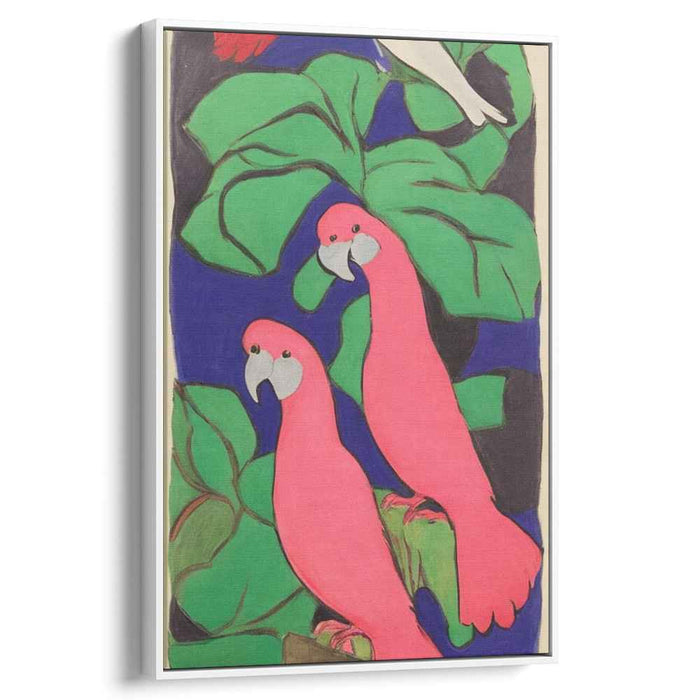 Feathered Flamenco: Vibrant Parrot Duo on Canvas
