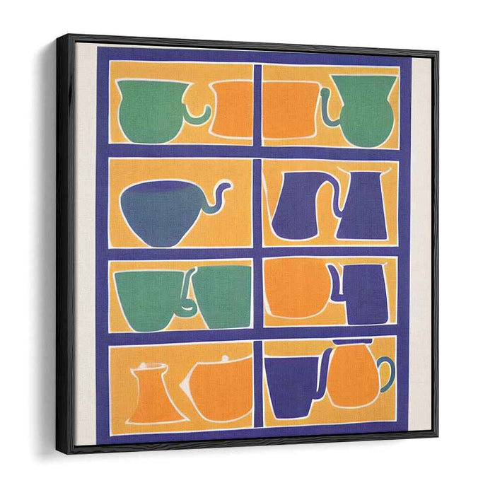 Brewing Artifacts Ensemble: Modern Pop Art Teapots and Cups Canvas Print