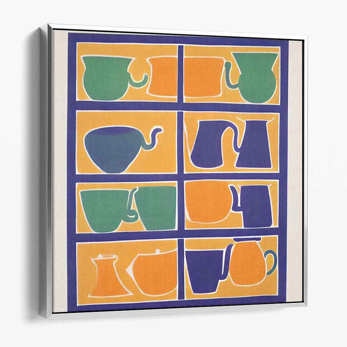 Brewing Artifacts Ensemble: Modern Pop Art Teapots and Cups Canvas Print