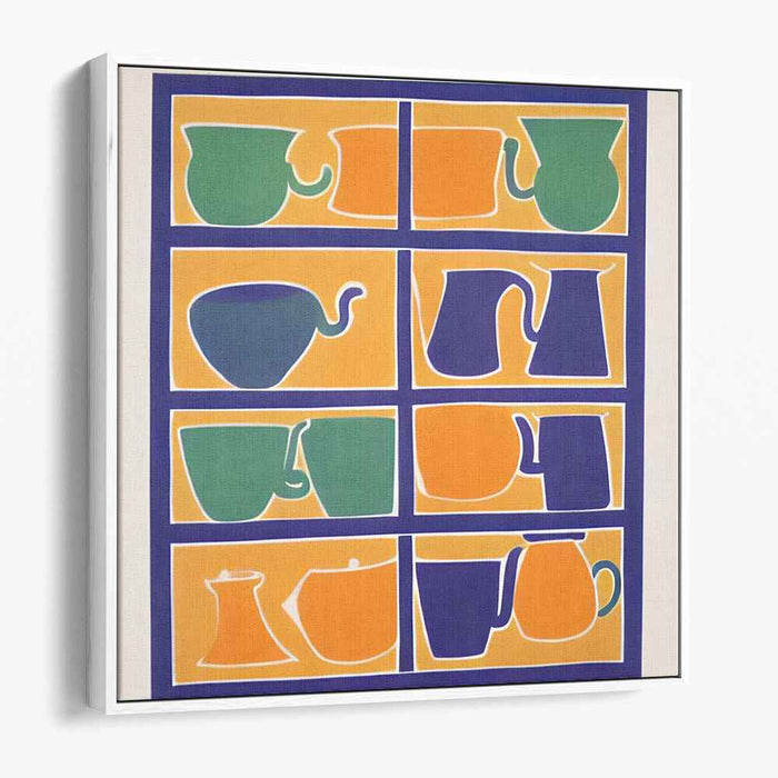 Brewing Artifacts Ensemble: Modern Pop Art Teapots and Cups Canvas Print