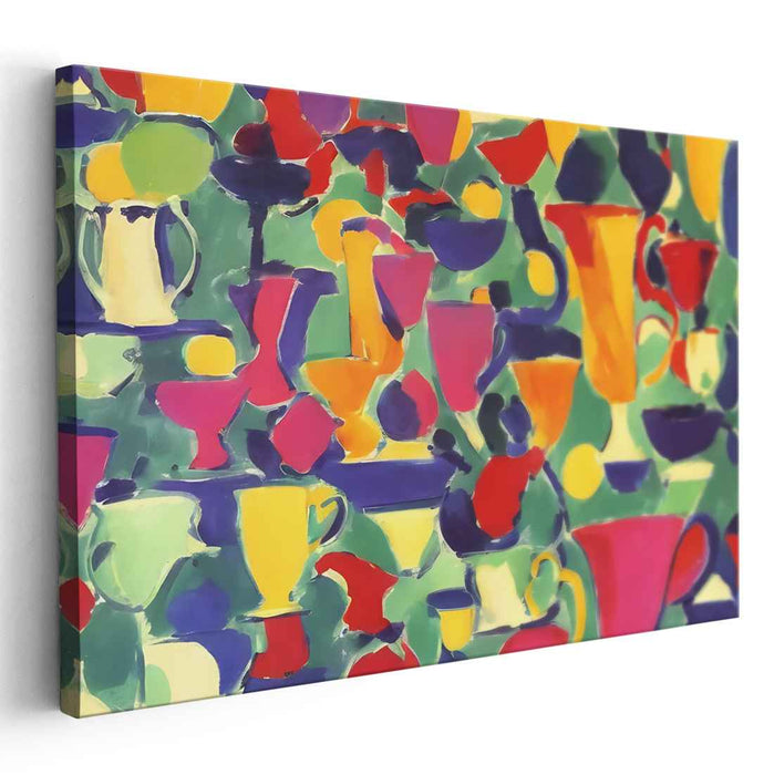Colorful Symphony of Tableware: Vibrant Abstract Kitchen Canvas Art