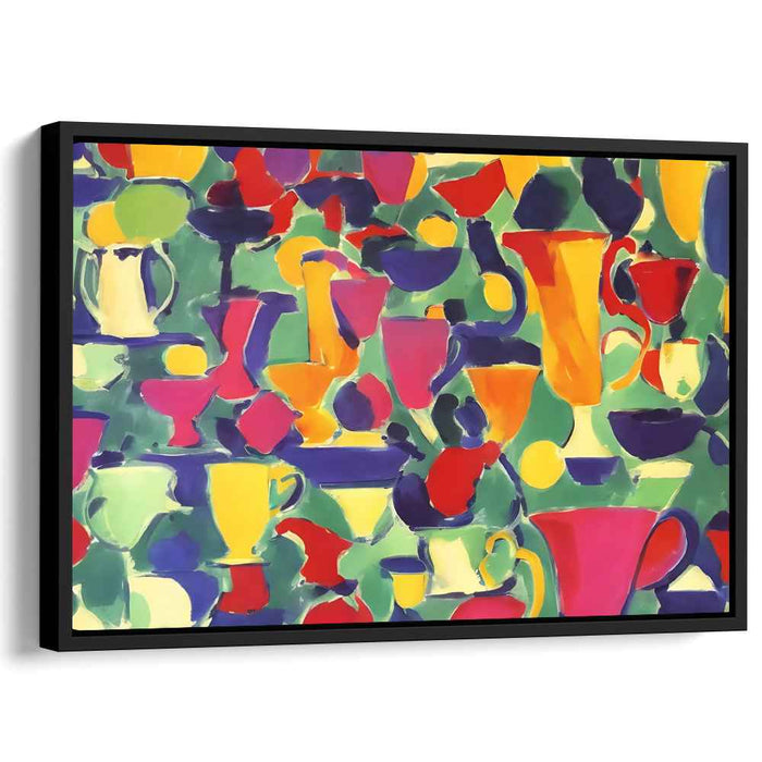 Colorful Symphony of Tableware: Vibrant Abstract Kitchen Canvas Art