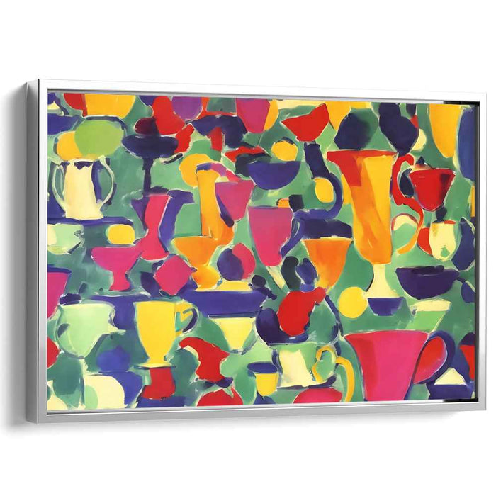Colorful Symphony of Tableware: Vibrant Abstract Kitchen Canvas Art