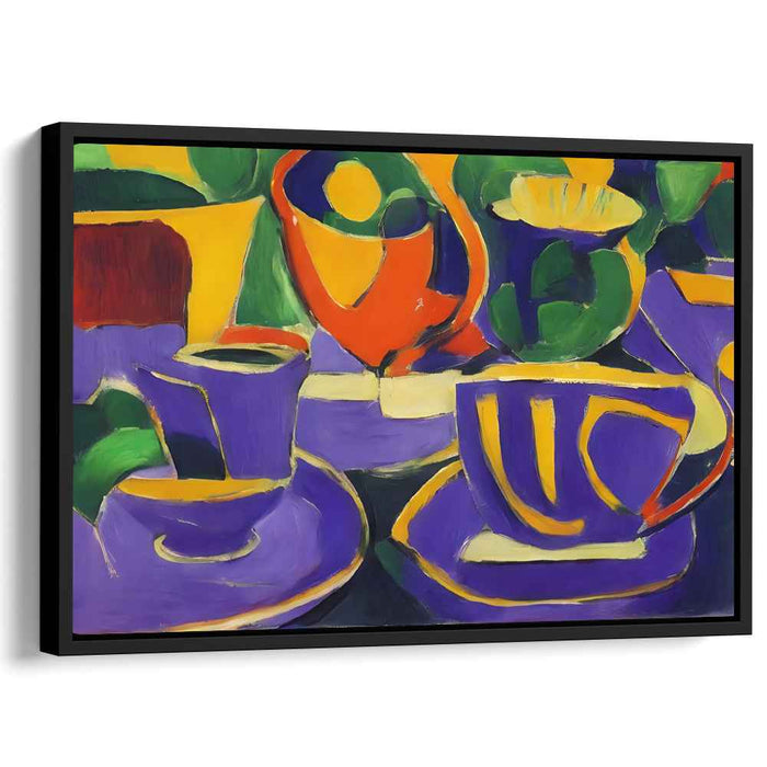 Enigmatic Chroma Harmony: Modernist Symphony in Purple and Green Canvas Art