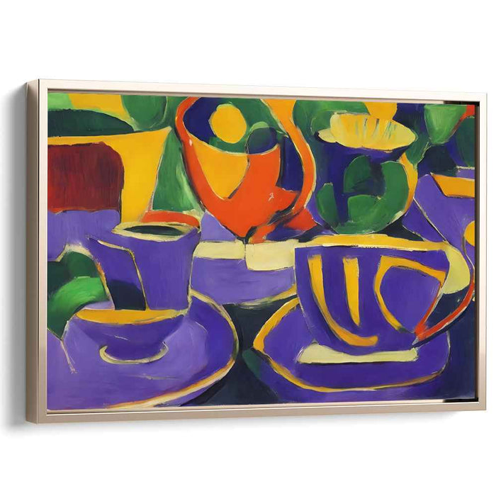 Enigmatic Chroma Harmony: Modernist Symphony in Purple and Green Canvas Art