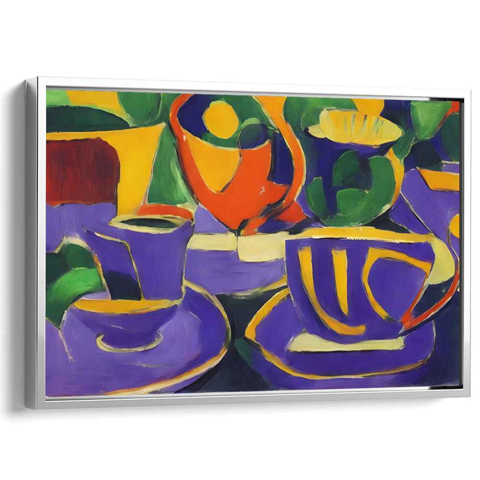 Enigmatic Chroma Harmony: Modernist Symphony in Purple and Green Canvas Art