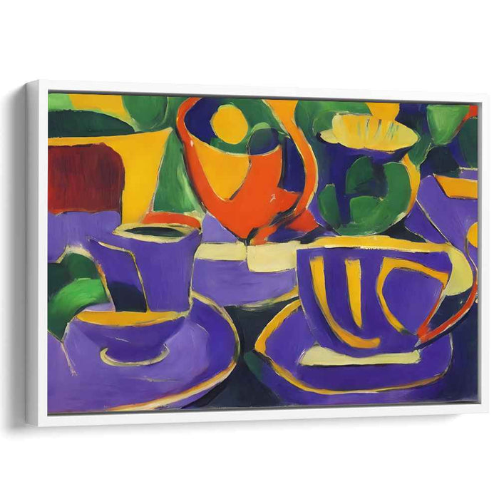 Enigmatic Chroma Harmony: Modernist Symphony in Purple and Green Canvas Art