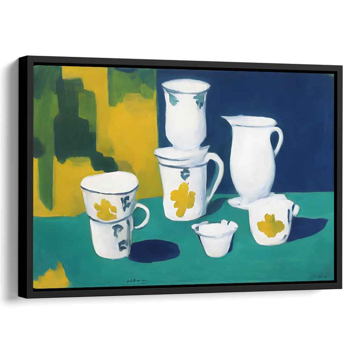 Ceramic Abstract Fusion: Modernist Ceramic Cups and Pitchers Canvas Art Print