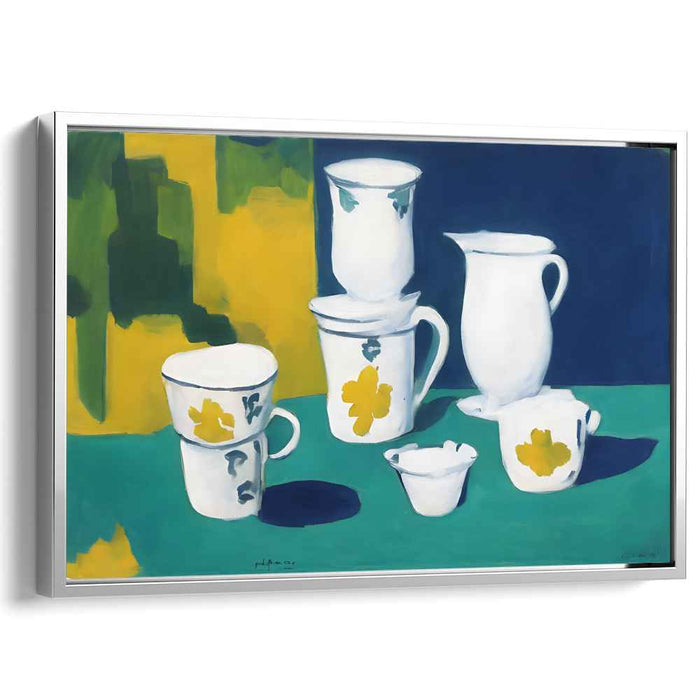 Ceramic Abstract Fusion: Modernist Ceramic Cups and Pitchers Canvas Art Print