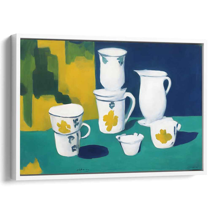 Ceramic Abstract Fusion: Modernist Ceramic Cups and Pitchers Canvas Art Print
