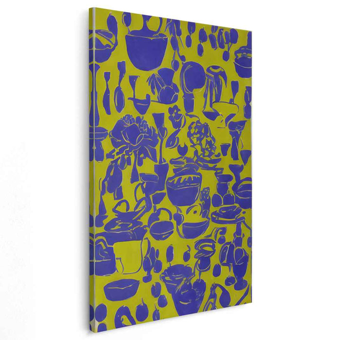 Everyday Objects: Bold Yellow and Blue Minimalist Canvas Art